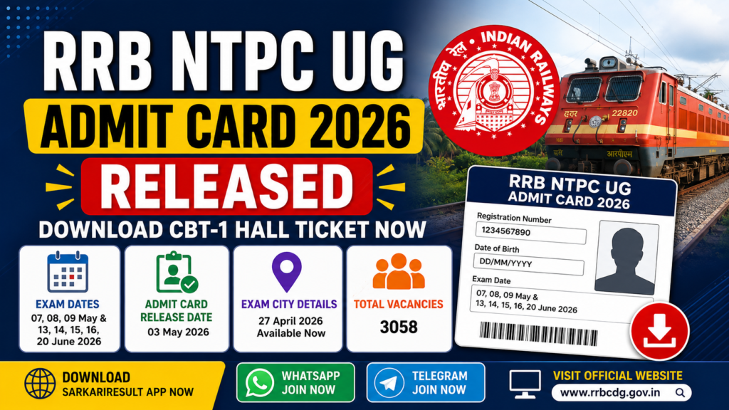 RRB NTPC UG Admit Card 2026